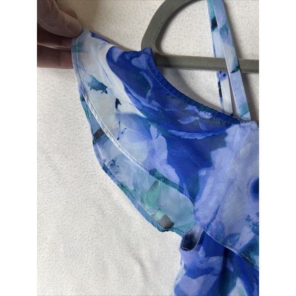 by and by Mini Floral Ruched Flutter Sleeve Dress Size Med NWT - Picture 6 of 9